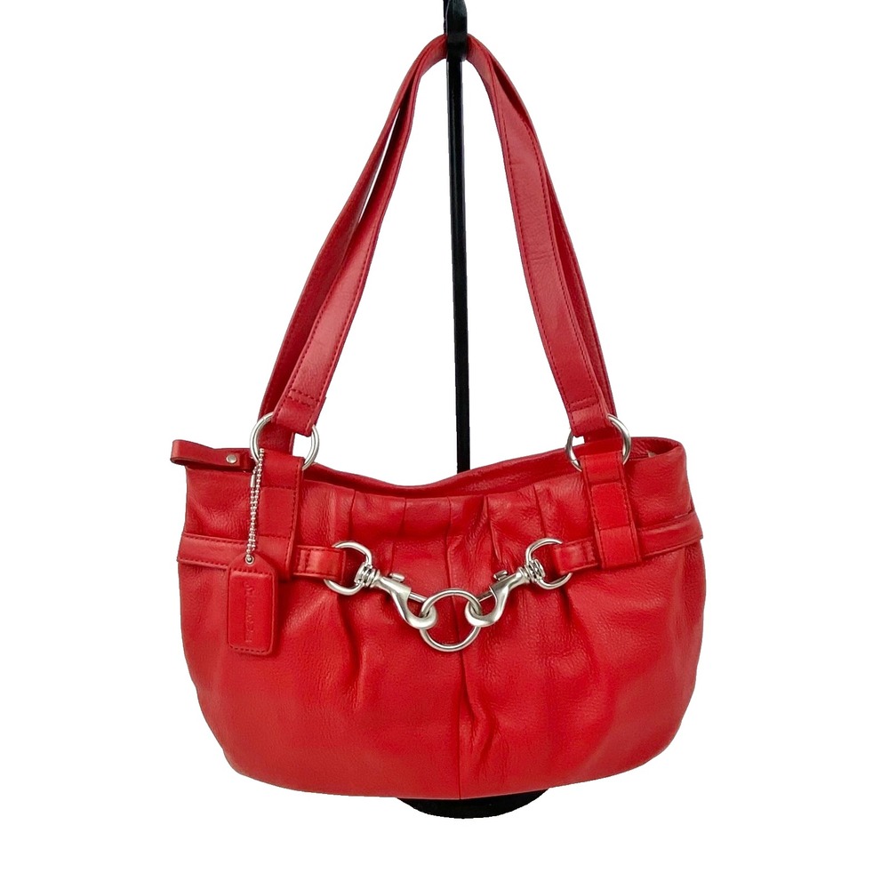 St. John's Bay Genuine Leather Shoulder Bag Red Purse Handbag Satchel Hobo Fine!